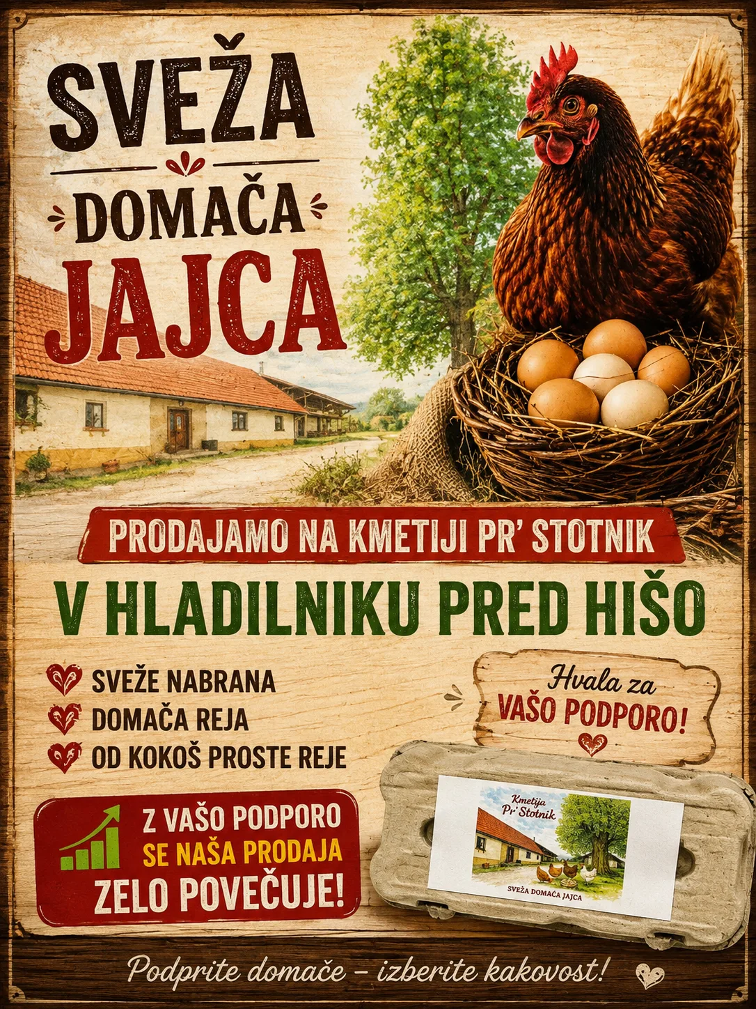 Domača jajca pašne reje